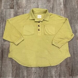 American Eagle Textured Henley Oversized Sweatshirt Yellow Green Women’s Size XL